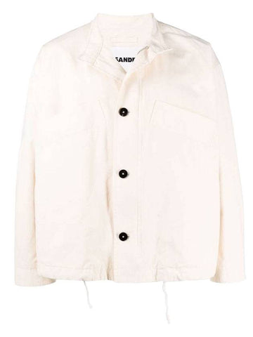 Men's Mandarin Collar Cotton Jacket Light Beige - JIL SANDER - BALAAN 1