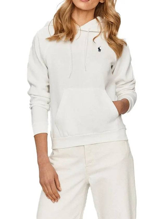 Women's Embroidered Logo Long Sleeve Hoodie White - POLO RALPH LAUREN - BALAAN 2