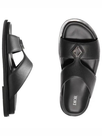 Aqua Grained Calfskin Sandal Black - DIOR - BALAAN 2