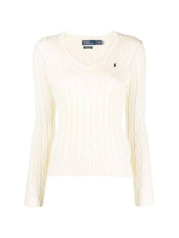 Women's Embroidered Logo Knit Top Cream - POLO RALPH LAUREN - BALAAN 1