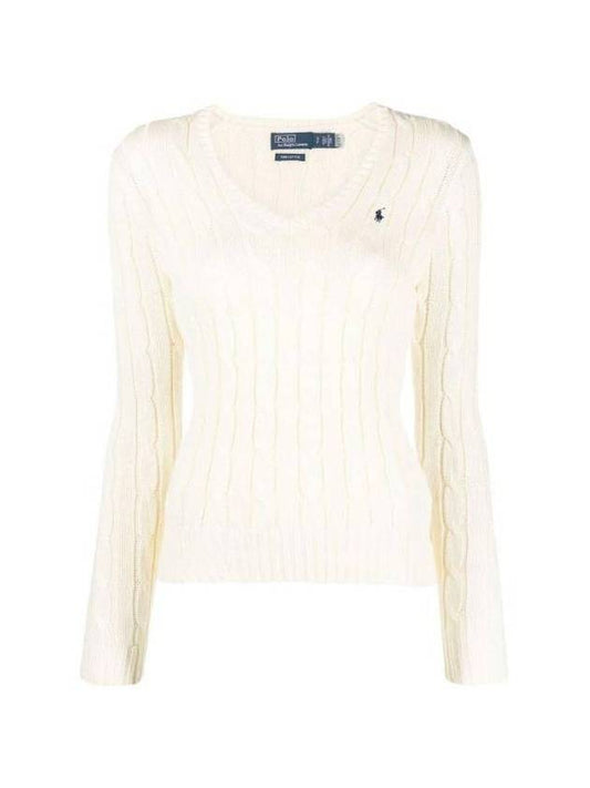 Women's Embroidered Logo Knit Top Cream - POLO RALPH LAUREN - BALAAN 1