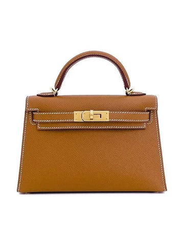 Mini Kelly Two Camel Gold Engraved B 4HB0458 - HERMES - BALAAN 1