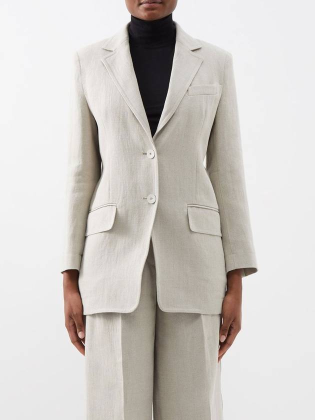 Women's Oversized Linen Blazer Jacket White - MAX MARA - BALAAN 4