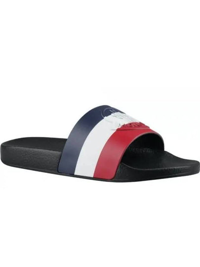 Basil Logo Emboss Striped Slippers Black - MONCLER - BALAAN 2