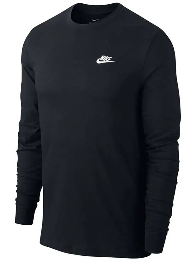 Men's NSW Club Long Sleeve T-Shirt Black - NIKE - BALAAN 7