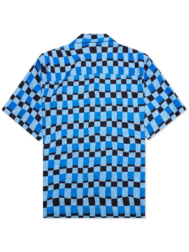 Check Pattern Bowling Short Sleeve Shirt Blue - MARNI - BALAAN 3