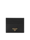 Saffiano Leather Triangle Logo Card Wallet Black Gold - PRADA - BALAAN 3