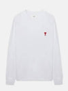 Small Heart Logo Long Sleeve T-Shirt White - AMI - BALAAN 2