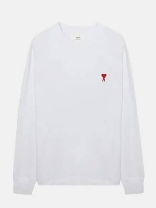 Small Heart Logo Long Sleeve T-Shirt White - AMI - BALAAN 2