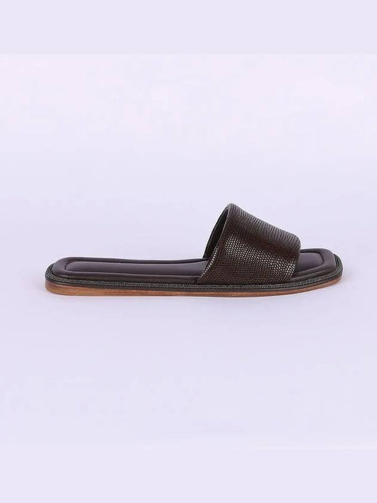 Women's Monili Leather Slides Brown MZIZC2150 TZLIZ C8279 - BRUNELLO CUCINELLI - BALAAN 2