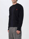 Red Heart Logo Merino Wool Cardigan Black - AMI - BALAAN 9