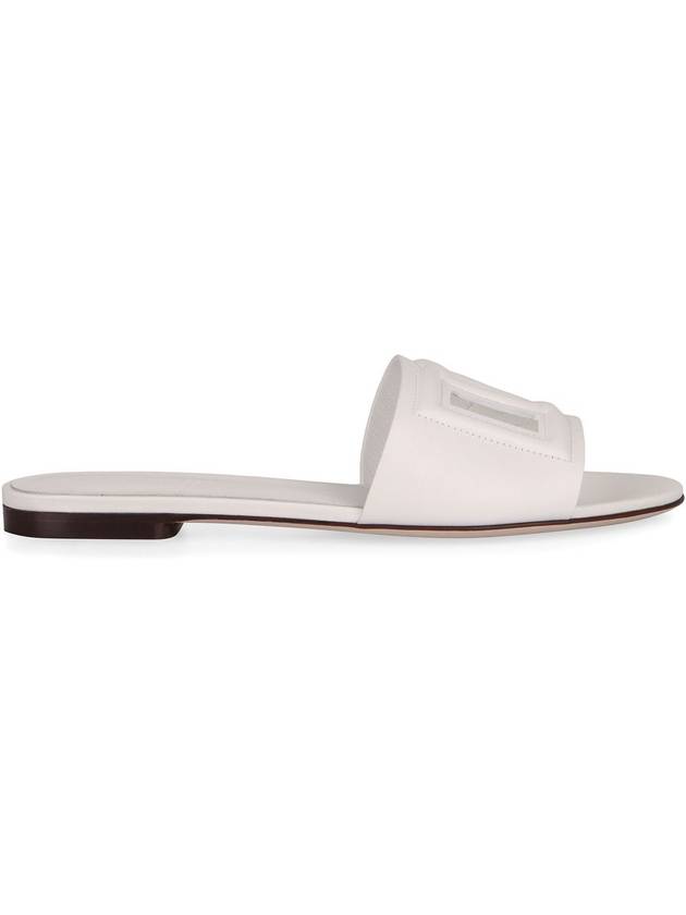 DG Logo Leather Flat Slippers White - DOLCE&GABBANA - BALAAN 3