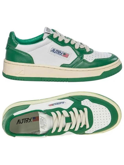 Women's Medalist Green Tab Leather Low Top Sneakers White - AUTRY - BALAAN 2