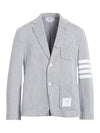 Men's 4 Bar Seesucker Loopback 4 Bar Sack Cardigan Grey - THOM BROWNE - BALAAN 2