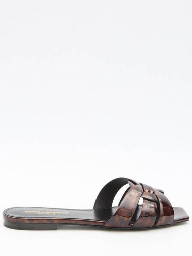 Tribute Tortoiseshell Patent Leather Mules Havana - SAINT LAURENT - BALAAN 1