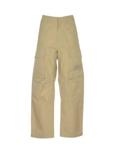 Loose Fit Cargo Cotton Canvas Straight Pants Beige - STONE ISLAND - BALAAN 2