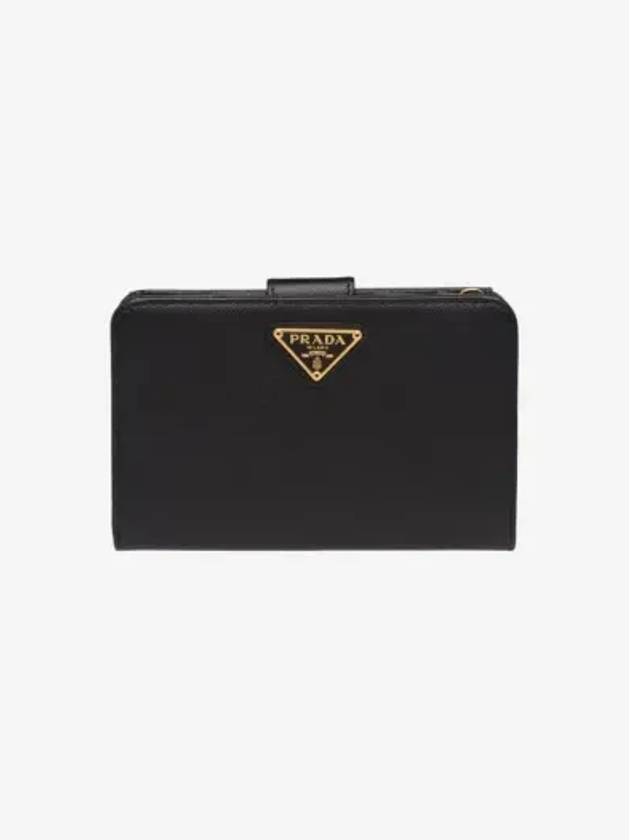 Small Saffiano Half Wallet Black - PRADA - BALAAN 3