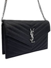 Women s 393953 Black Monogram Envelope Silver Chain Cross Bag - SAINT LAURENT - BALAAN 2