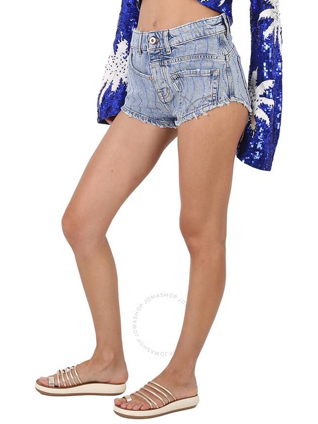 Filles A Papa Twisted Denim Shorts in Ocean Blue, Waist Size 26" - FILLES A PAPA - BALAAN 3