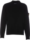 Mock Neck Virgin Wool Knit Top Black - STONE ISLAND - BALAAN 2