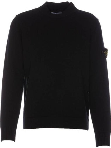 Mock Neck Virgin Wool Knit Top Black - STONE ISLAND - BALAAN 1