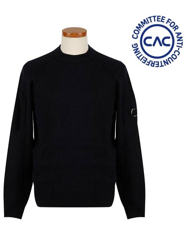 Lens Wappen Wool Knit Top Navy - CP COMPANY - BALAAN 3