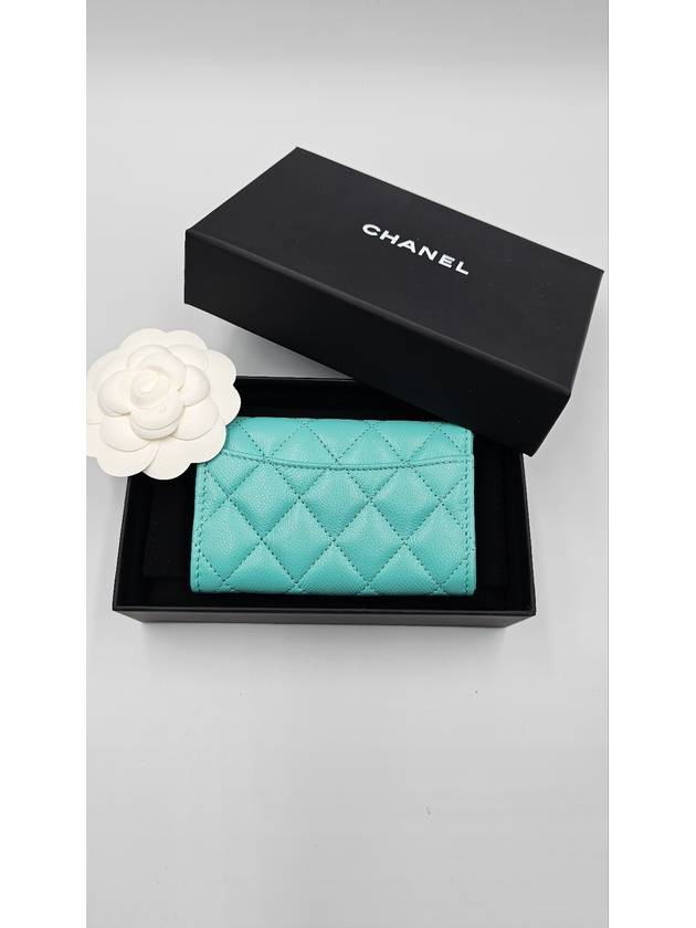 Classic snap caviar card wallet mint silver AP0214 - CHANEL - BALAAN 2