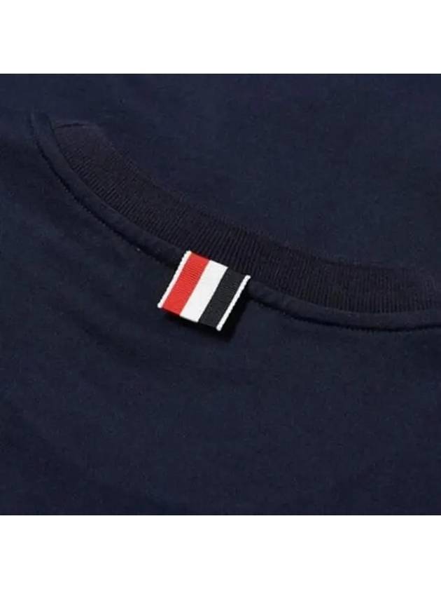 Men's Side Slit Relaxed Short Sleeve T-Shirt Navy - THOM BROWNE - BALAAN 4