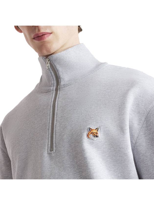 Fox Head Patch Half Zipper Sweatshirt Light Grey Melange - MAISON KITSUNE - BALAAN 4