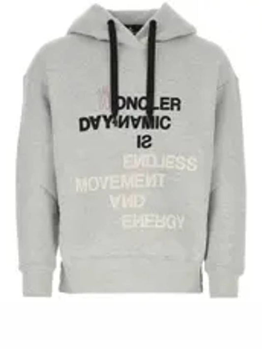 Grenoble Slogan Print Oversized Fleece Hoodie Grey - MONCLER - BALAAN 2