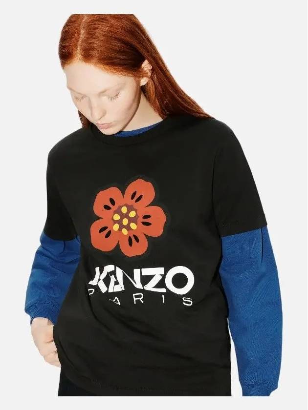 Women's Boke Flower Loose Fit Short Sleeve T-Shirt Black - KENZO - BALAAN 3