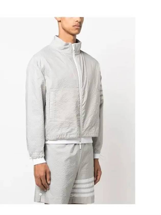 4 Bar Stripe Ripstop Zip-up Jacket Grey - THOM BROWNE - BALAAN 4