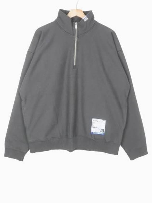 Stand Collar Half Zip Sweatshirt Dark Grey - MAISON MIHARA YASUHIRO - BALAAN 1