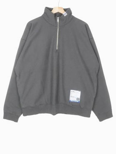 Stand Collar Half Zip Sweatshirt Dark Grey - MAISON MIHARA YASUHIRO - BALAAN 1