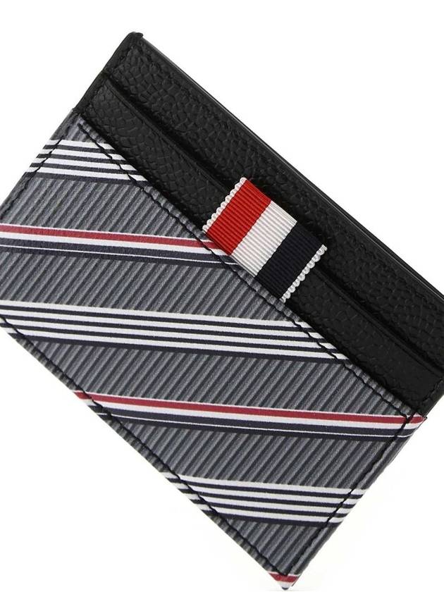 Three Stripes Tab Monogram Double Side Card Wallet Medium Grey - THOM BROWNE - BALAAN 4