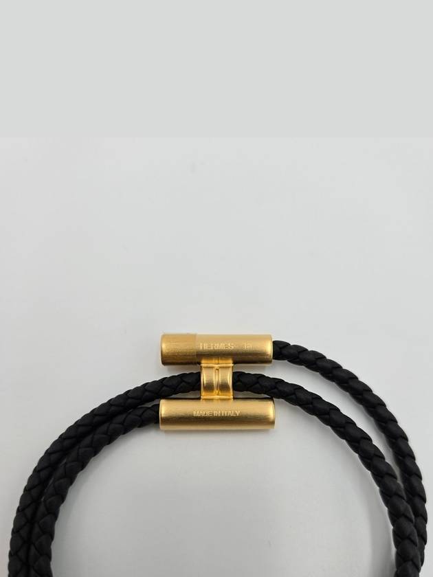 Tunis Tresse Gold Bracelet Noir - HERMES - BALAAN 6