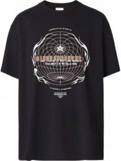 Graphic Print Overfit Cotton Short Sleeve T-Shirt Black - BURBERRY - BALAAN 2