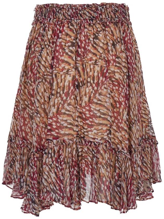 Viera Print Mini A-Line Skirt Raspberry - ISABEL MARANT ETOILE - BALAAN 3