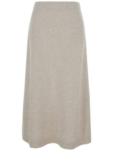 Midi Beige A-Line Skirt In Cashmere Woman - BRUNELLO CUCINELLI - BALAAN 1