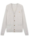 Baby Fox Patch V-neck Cardigan Light Grey - MAISON KITSUNE - BALAAN 2