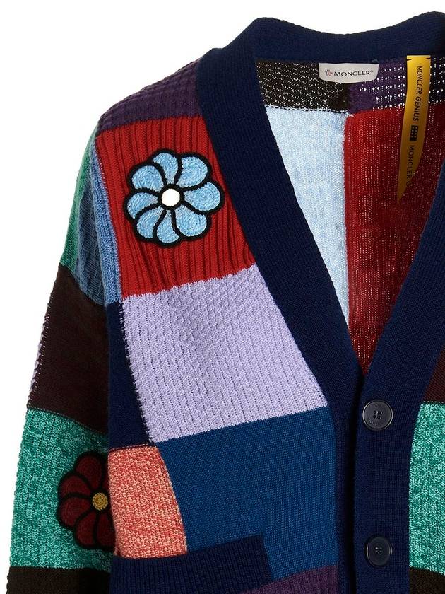 Patchwork V-Neck Cardigan - MONCLER - BALAAN 4