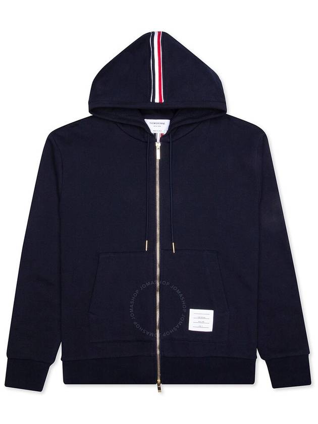 Center Back Stripe Cotton Zip Up Hoodie Navy - THOM BROWNE - BALAAN 2