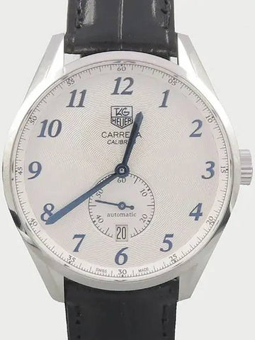 WAS2111 Carrera Heritage White Dial Blue Hands See through Back Automatic Leather Band Men s Watch - TAG HEUER - BALAAN 1