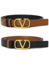 Reversible V logo signature leather belt brown black - VALENTINO - BALAAN 2