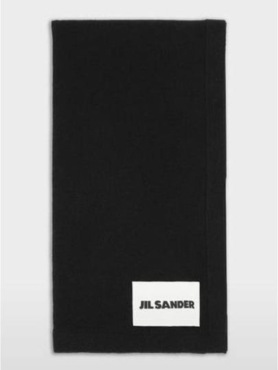 Logo Patch Cashmere Muffler Black - JIL SANDER - BALAAN 2