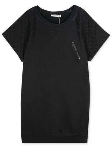 Men's diagonal zipper black short sleeve t-shirt 65154004 JKA004 A04 995 - BALMAIN - BALAAN 1