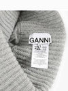 Logo Patch Knit Beanie Grey - GANNI - BALAAN 4