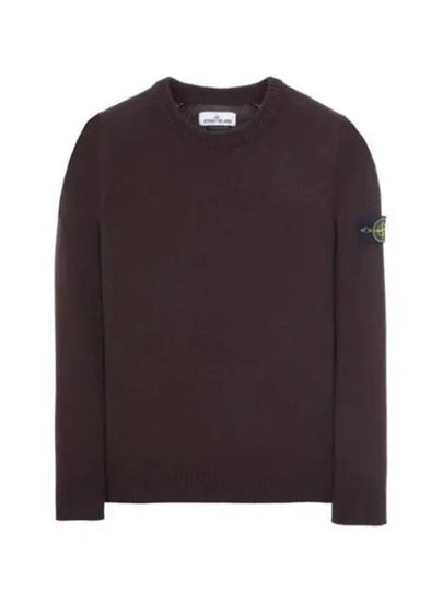 Men's Waffen Patch Round Neck Knit Top Dark Brown - STONE ISLAND - BALAAN 2