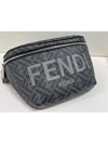 FF jacquard logo print fabric leather belt bag black gray - FENDI - BALAAN 5