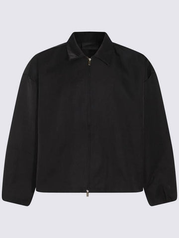 Essential Back Logo Textured Nylon Trucker Jacket Black - FEAR OF GOD ESSENTIALS - BALAAN 1